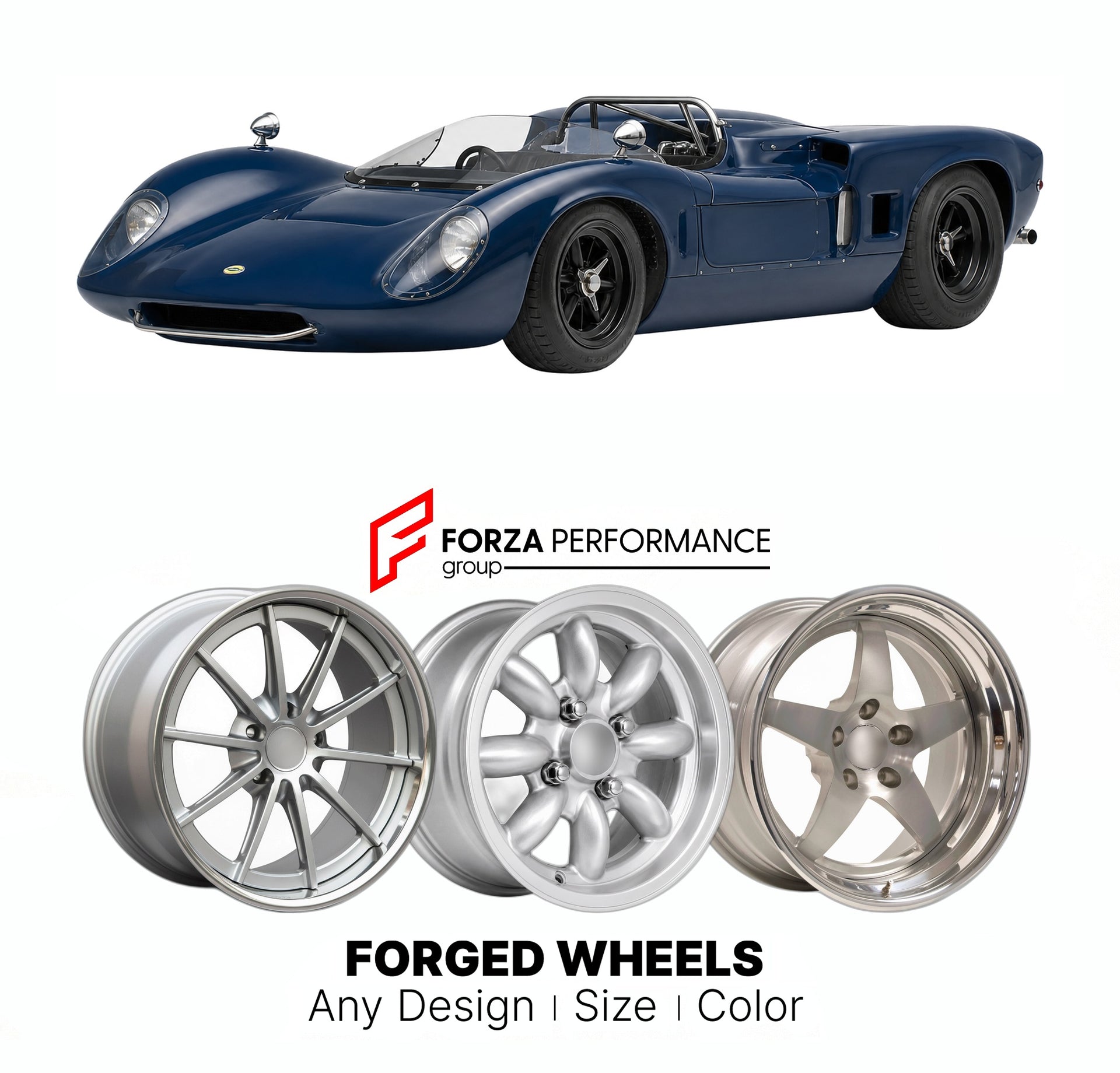 CUSTOM CLASSIC VINTAGE RESTOMOD RETRO OLD SCHOOL FORGED WHEELS RIMS for LOLA T70 MK II SPYDER CAN-AM GROUP 7 1967 - 1967

Custom forged wheels for Lola T70 MK II Spyder Can-Am Group 7 1967 - 1967. Classic, vintage, restomod wheel designs made to order in custom sizes, offsets, colors and finishes.

We manufacture premium quality forged wheels rims for Lola T70 MK II Spyder Can-Am Group 7 1967 - 1967 in any design, size, color.

THIS WHEEL DESIGN CAN BE CUSTOM-MADE FOR YOUR CAR IN ANY SIZE AND COLOR OPTIONS
