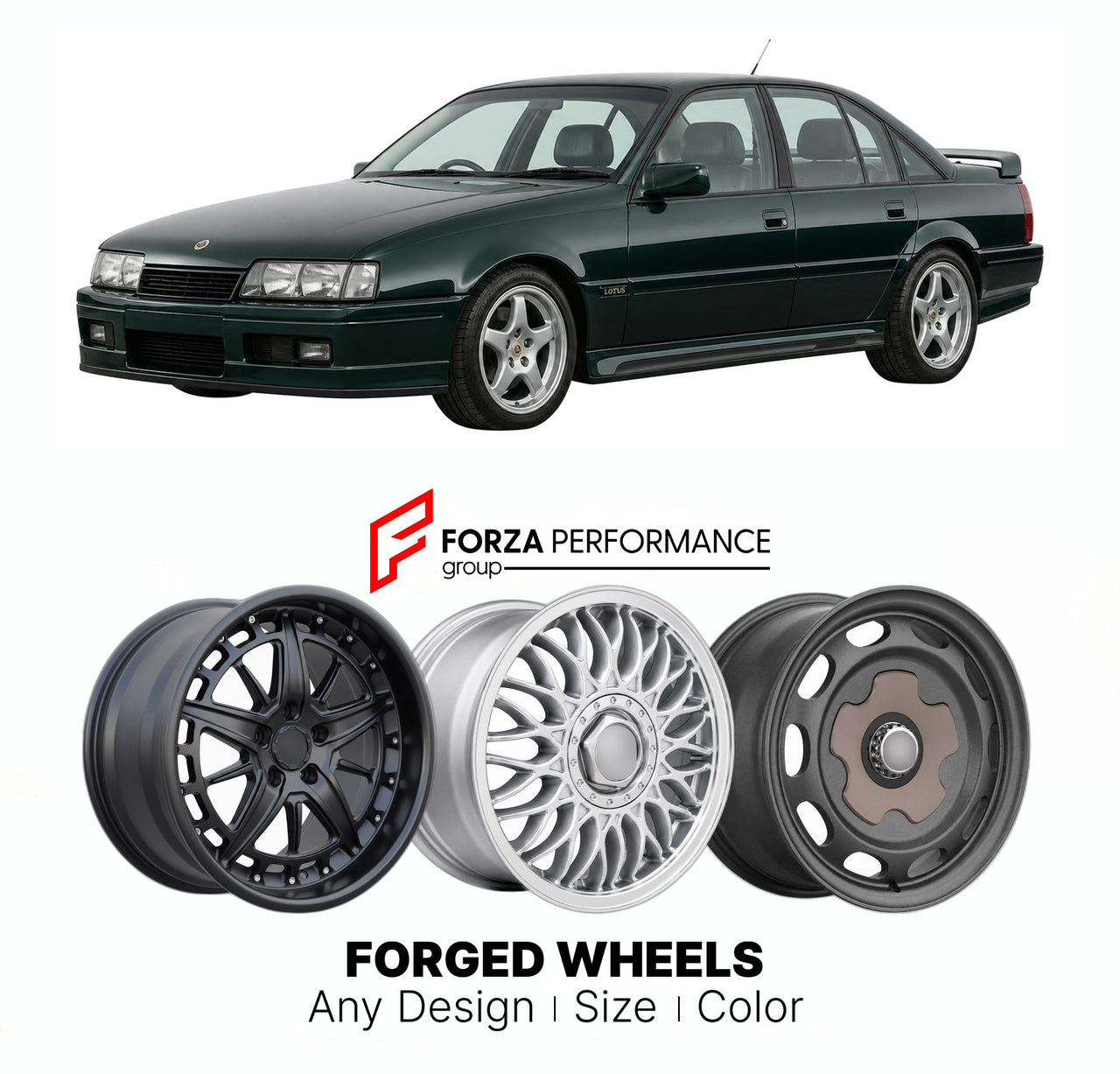 CUSTOM CLASSIC VINTAGE RESTOMOD RETRO OLD SCHOOL FORGED WHEELS RIMS for LOTUS CARLTON OMEGA TYPE 104 1990 - 1992

Custom forged wheels for Lotus Carlton Omega Type 104 1990 - 1992. Classic, vintage, restomod wheel designs made to order in custom sizes, offsets, colors and finishes.

We manufacture premium quality forged wheels rims for Lotus Carlton Omega Type 104 1990 - 1992 in any design, size, color.

THIS WHEEL DESIGN CAN BE CUSTOM-MADE FOR YOUR CAR IN ANY SIZE AND COLOR OPTIONS
Available in monoblock, 