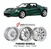 CUSTOM CLASSIC VINTAGE RESTOMOD RETRO OLD SCHOOL FORGED WHEELS RIMS for LOTUS ELISE SERIES 1 1996 - 2001

Custom forged wheels for Lotus Elise Series 1 1996 - 2001. Classic, vintage, restomod wheel designs made to order in custom sizes, offsets, colors and finishes.

We manufacture premium quality forged wheels rims for Lotus Elise Series 1 1996 - 2001 in any design, size, color.

THIS WHEEL DESIGN CAN BE CUSTOM-MADE FOR YOUR CAR IN ANY SIZE AND COLOR OPTIONS
Available in monoblock, 2-piece, 3-piece, duoblo