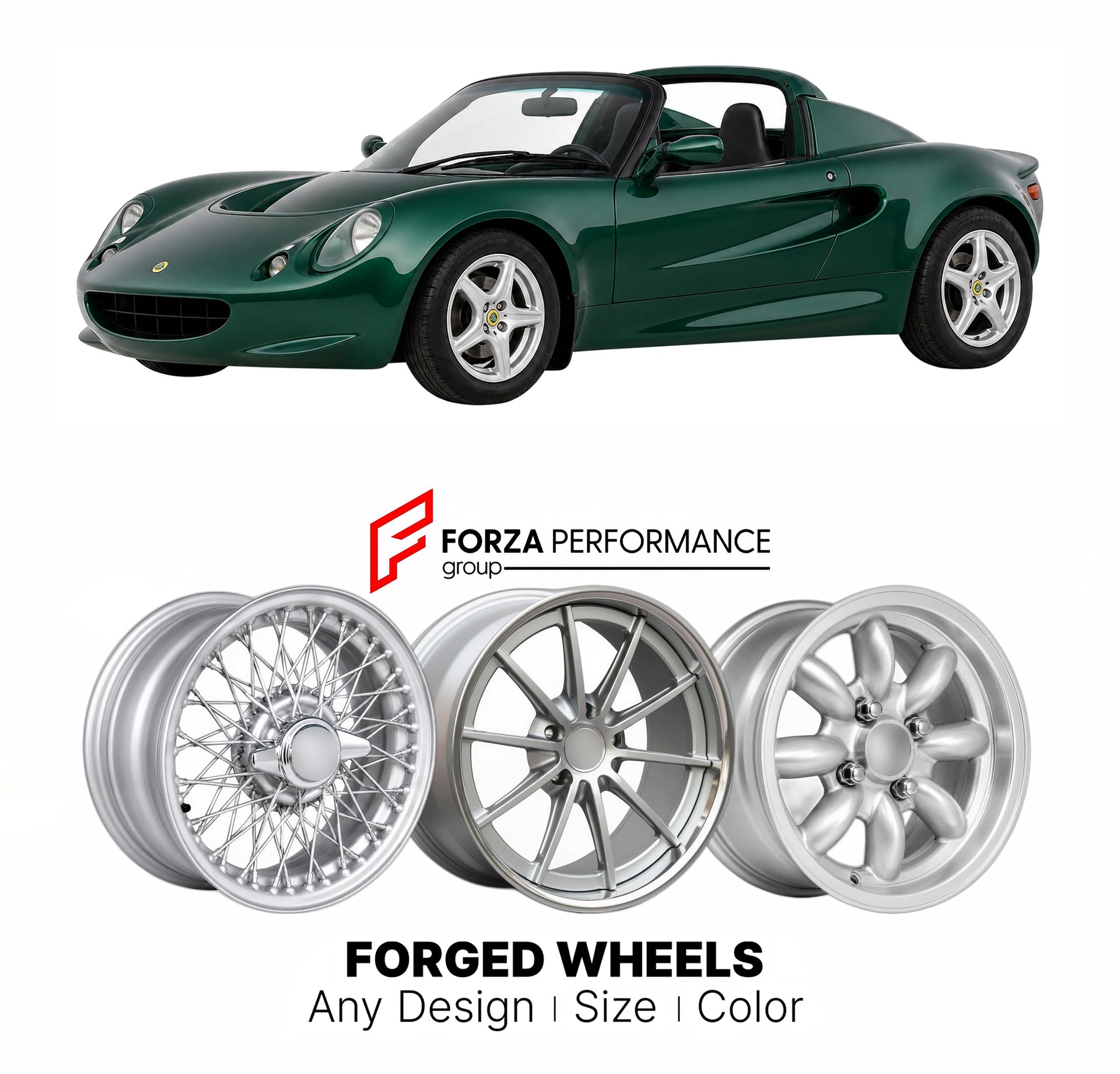 CUSTOM CLASSIC VINTAGE RESTOMOD RETRO OLD SCHOOL FORGED WHEELS RIMS for LOTUS ELISE SERIES 1 1996 - 2001

Custom forged wheels for Lotus Elise Series 1 1996 - 2001. Classic, vintage, restomod wheel designs made to order in custom sizes, offsets, colors and finishes.

We manufacture premium quality forged wheels rims for Lotus Elise Series 1 1996 - 2001 in any design, size, color.

THIS WHEEL DESIGN CAN BE CUSTOM-MADE FOR YOUR CAR IN ANY SIZE AND COLOR OPTIONS
Available in monoblock, 2-piece, 3-piece, duoblo
