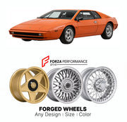 CUSTOM CLASSIC VINTAGE RESTOMOD RETRO OLD SCHOOL FORGED WHEELS RIMS for LOTUS ESPRIT SERIES 1-4 V8 1976 - 2004

Custom forged wheels for Lotus Esprit Series 1-4 V8 1976 - 2004. Classic, vintage, restomod wheel designs made to order in custom sizes, offsets, colors and finishes.

We manufacture premium quality forged wheels rims for Lotus Esprit Series 1-4 V8 1976 - 2004 in any design, size, color.

THIS WHEEL DESIGN CAN BE CUSTOM-MADE FOR YOUR CAR IN ANY SIZE AND COLOR OPTIONS
Available in monoblock, 2-piec