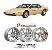 CUSTOM CLASSIC VINTAGE RESTOMOD RETRO OLD SCHOOL FORGED WHEELS RIMS for LOTUS ESPRIT SERIES 2 1978 - 1980

Custom forged wheels for Lotus Esprit Series 2 1978 - 1980. Classic, vintage, restomod wheel designs made to order in custom sizes, offsets, colors and finishes.

We manufacture premium quality forged wheels rims for Lotus Esprit Series 2 1978 - 1980 in any design, size, color.

THIS WHEEL DESIGN CAN BE CUSTOM-MADE FOR YOUR CAR IN ANY SIZE AND COLOR OPTIONS
Available in monoblock, 2-piece, 3-piece, duo