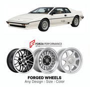 CUSTOM CLASSIC VINTAGE RESTOMOD RETRO OLD SCHOOL FORGED WHEELS RIMS for LOTUS ESPRIT TURBO 1980 - 1987

Custom forged wheels for Lotus Esprit Turbo 1980 - 1987. Classic, vintage, restomod wheel designs made to order in custom sizes, offsets, colors and finishes.

We manufacture premium quality forged wheels rims for Lotus Esprit Turbo 1980 - 1987 in any design, size, color.

THIS WHEEL DESIGN CAN BE CUSTOM-MADE FOR YOUR CAR IN ANY SIZE AND COLOR OPTIONS
Available in monoblock, 2-piece, 3-piece, duoblock, be