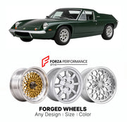 CUSTOM CLASSIC VINTAGE RESTOMOD RETRO OLD SCHOOL FORGED WHEELS RIMS for LOTUS EUROPA SERIES 1 2 TWIN CAM 1966 - 1975

Custom forged wheels for Lotus Europa Series 1 2 Twin Cam 1966 - 1975. Classic, vintage, restomod wheel designs made to order in custom sizes, offsets, colors and finishes.

We manufacture premium quality forged wheels rims for Lotus Europa Series 1 2 Twin Cam 1966 - 1975 in any design, size, color.

THIS WHEEL DESIGN CAN BE CUSTOM-MADE FOR YOUR CAR IN ANY SIZE AND COLOR OPTIONS
Available in