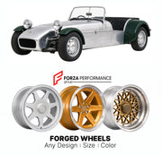CUSTOM CLASSIC VINTAGE RESTOMOD RETRO OLD SCHOOL FORGED WHEELS RIMS for LOTUS SEVEN SERIES 3 1968 - 1970

Custom forged wheels for Lotus Seven Series 3 1968 - 1970. Classic, vintage, restomod wheel designs made to order in custom sizes, offsets, colors and finishes.

We manufacture premium quality forged wheels rims for Lotus Seven Series 3 1968 - 1970 in any design, size, color.

THIS WHEEL DESIGN CAN BE CUSTOM-MADE FOR YOUR CAR IN ANY SIZE AND COLOR OPTIONS
Available in monoblock, 2-piece, 3-piece, duoblo