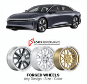 FORGED WHEELS RIMS for LUCID AIR PURE 2023+

Custom forged wheels for Lucid Air Pure 2023+. Made-to-order monoblock, 2-piece and 3-piece rims in custom sizes, offsets, colors and finishes with guaranteed fitment.

We manufacture premium quality forged wheels rims for Lucid Air Pure 2023+ in any design, size, color.

THIS WHEEL DESIGN CAN BE CUSTOM-MADE FOR YOUR CAR IN ANY SIZE AND COLOR OPTIONS
Available in monoblock, 2-piece, 3-piece, duoblock, beadlock
3D wheel renderings are provided according to the exa