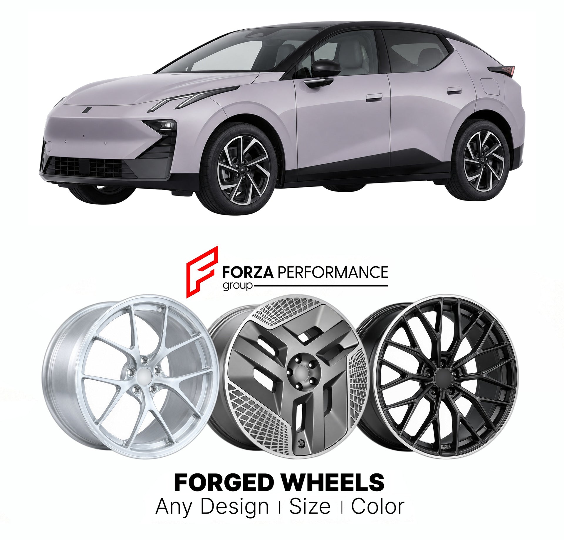 Custom forged wheels for Lynk & Co Geely 02 Z20 2024+. Made-to-order monoblock, 2-piece and 3-piece wheels in custom sizes, offsets, colors and finishes with guaranteed vehicle fitment.

We manufacture premium quality forged wheels rims for Lynk & Co Geely 02 Z20 2024+ in any design, size, color.

THIS WHEEL DESIGN CAN BE CUSTOM-MADE FOR YOUR CAR IN ANY SIZE AND COLOR OPTIONS
Available in monoblock, 2-piece, 3-piece, duoblock, beadlock
3D wheel renderings are provided according to the exact dimensions and s