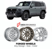 Custom forged wheels for M-Hero Dongfeng M817 2025+. Made-to-order monoblock, 2-piece and 3-piece wheels in custom sizes, offsets, colors and finishes with guaranteed vehicle fitment.

We manufacture premium quality forged wheels rims for M-Hero Dongfeng M817 2025+ in any design, size, color.

THIS WHEEL DESIGN CAN BE CUSTOM-MADE FOR YOUR CAR IN ANY SIZE AND COLOR OPTIONS
Available in monoblock, 2-piece, 3-piece, duoblock, beadlock
3D wheel renderings are provided according to the exact dimensions and speci