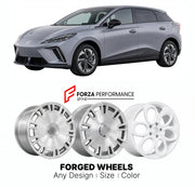 Custom forged wheels for MG MG4 EV Mulan 2022+. Made-to-order monoblock, 2-piece and 3-piece wheels in custom sizes, offsets, colors and finishes with guaranteed vehicle fitment.

We manufacture premium quality forged wheels rims for MG MG4 EV Mulan 2022+ in any design, size, color.

THIS WHEEL DESIGN CAN BE CUSTOM-MADE FOR YOUR CAR IN ANY SIZE AND COLOR OPTIONS
Available in monoblock, 2-piece, 3-piece, duoblock, beadlock
3D wheel renderings are provided according to the exact dimensions and specifications 