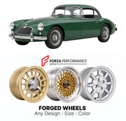 CUSTOM CLASSIC VINTAGE RESTOMOD RETRO OLD SCHOOL FORGED WHEELS RIMS for MG MGA TWIN CAM COUPE 1958 - 1960

Custom forged wheels for MG MGA Twin Cam Coupe 1958 - 1960. Classic, vintage, restomod wheel designs made to order in custom sizes, offsets, colors and finishes.

We manufacture premium quality forged wheels rims for MG MGA Twin Cam Coupe 1958 - 1960 in any design, size, color.

THIS WHEEL DESIGN CAN BE CUSTOM-MADE FOR YOUR CAR IN ANY SIZE AND COLOR OPTIONS
Available in monoblock, 2-piece, 3-piece, duo