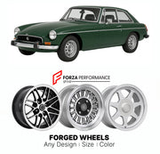 CUSTOM CLASSIC VINTAGE RESTOMOD RETRO OLD SCHOOL FORGED WHEELS RIMS for MG MGB GT 1965 - 1980

Custom forged wheels for MG MGB GT 1965 - 1980. Classic, vintage, restomod wheel designs made to order in custom sizes, offsets, colors and finishes.

We manufacture premium quality forged wheels rims for MG MGB GT 1965 - 1980 in any design, size, color.

THIS WHEEL DESIGN CAN BE CUSTOM-MADE FOR YOUR CAR IN ANY SIZE AND COLOR OPTIONS
Available in monoblock, 2-piece, 3-piece, duoblock, beadlock
3D wheel renderings 