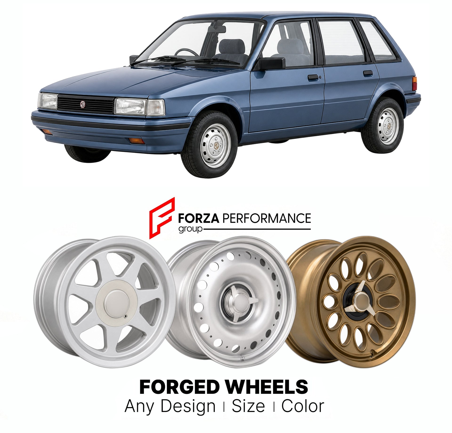 CUSTOM CLASSIC VINTAGE RESTOMOD RETRO OLD SCHOOL FORGED WHEELS RIMS for MG MAESTRO 1983 - 1991

Custom forged wheels for MG Maestro 1983 - 1991. Classic, vintage, restomod wheel designs made to order in custom sizes, offsets, colors and finishes.

We manufacture premium quality forged wheels rims for MG Maestro 1983 - 1991 in any design, size, color.

THIS WHEEL DESIGN CAN BE CUSTOM-MADE FOR YOUR CAR IN ANY SIZE AND COLOR OPTIONS
Available in monoblock, 2-piece, 3-piece, duoblock, beadlock
3D wheel renderin