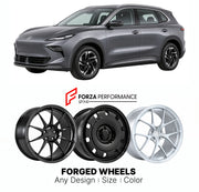 Custom forged wheels for MG S5 EV 2025+. Made-to-order monoblock, 2-piece and 3-piece wheels in custom sizes, offsets, colors and finishes with guaranteed vehicle fitment.

We manufacture premium quality forged wheels rims for MG S5 EV 2025+ in any design, size, color.

THIS WHEEL DESIGN CAN BE CUSTOM-MADE FOR YOUR CAR IN ANY SIZE AND COLOR OPTIONS
Available in monoblock, 2-piece, 3-piece, duoblock, beadlock
3D wheel renderings are provided according to the exact dimensions and specifications requested by t