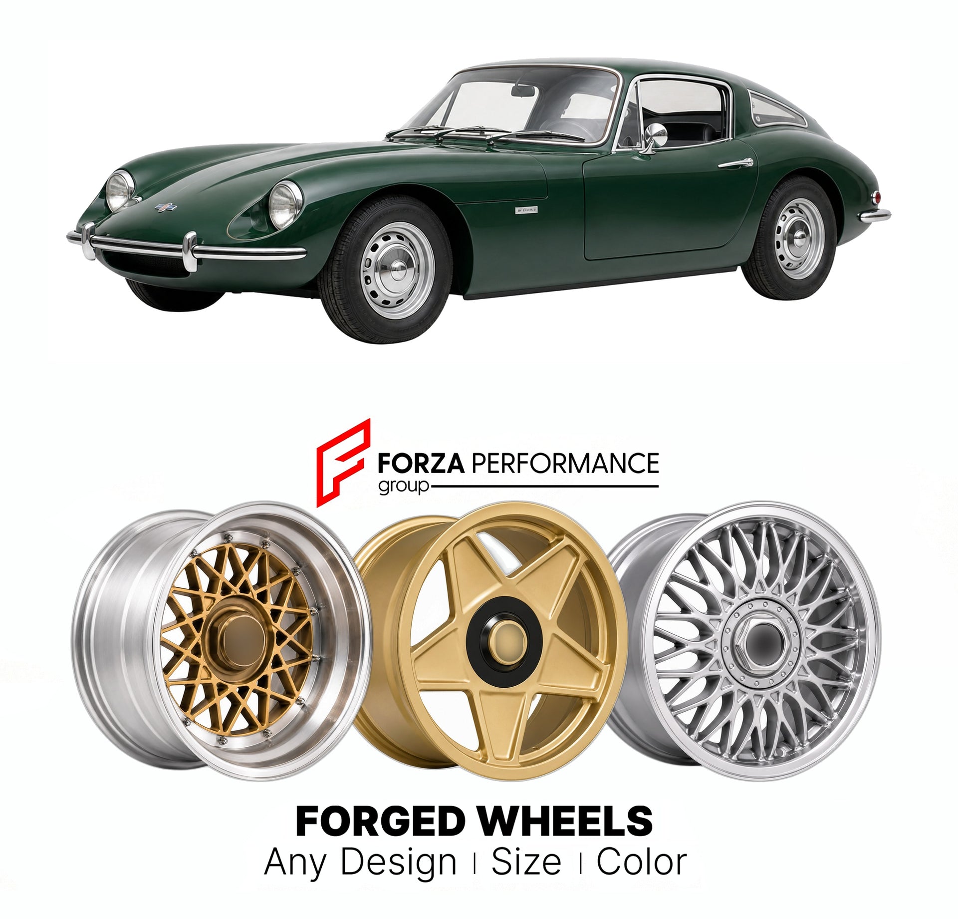 CUSTOM CLASSIC VINTAGE RESTOMOD RETRO OLD SCHOOL FORGED WHEELS RIMS for MARCOS GT 1964 - 1972

Custom forged wheels for Marcos GT 1964 - 1972. Classic, vintage, restomod wheel designs made to order in custom sizes, offsets, colors and finishes.

We manufacture premium quality forged wheels rims for Marcos GT 1964 - 1972 in any design, size, color.

THIS WHEEL DESIGN CAN BE CUSTOM-MADE FOR YOUR CAR IN ANY SIZE AND COLOR OPTIONS
Available in monoblock, 2-piece, 3-piece, duoblock, beadlock
3D wheel renderings 