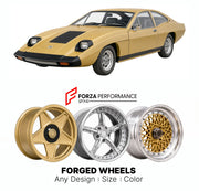 CUSTOM CLASSIC VINTAGE RESTOMOD RETRO OLD SCHOOL FORGED WHEELS RIMS for MARCOS MANTIS M70 1970 - 1971

Custom forged wheels for Marcos Mantis M70 1970 - 1971. Classic, vintage, restomod wheel designs made to order in custom sizes, offsets, colors and finishes.

We manufacture premium quality forged wheels rims for Marcos Mantis M70 1970 - 1971 in any design, size, color.

THIS WHEEL DESIGN CAN BE CUSTOM-MADE FOR YOUR CAR IN ANY SIZE AND COLOR OPTIONS
Available in monoblock, 2-piece, 3-piece, duoblock, beadl