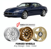 CUSTOM CLASSIC VINTAGE RESTOMOD RETRO OLD SCHOOL FORGED WHEELS RIMS for MASERATI 3200 GT 1998 - 2002

Custom forged wheels for Maserati 3200 GT 1998 - 2002. Classic, vintage, restomod wheel designs made to order in custom sizes, offsets, colors and finishes.

We manufacture premium quality forged wheels rims for Maserati 3200 GT 1998 - 2002 in any design, size, color.

THIS WHEEL DESIGN CAN BE CUSTOM-MADE FOR YOUR CAR IN ANY SIZE AND COLOR OPTIONS
Available in monoblock, 2-piece, 3-piece, duoblock, beadlock