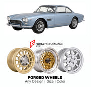 CUSTOM CLASSIC VINTAGE RESTOMOD RETRO OLD SCHOOL FORGED WHEELS RIMS for MASERATI SEBRING 1962 - 1969

Custom forged wheels for Maserati Sebring 1962 - 1969. Classic, vintage, restomod wheel designs made to order in custom sizes, offsets, colors and finishes.

We manufacture premium quality forged wheels rims for Maserati Sebring 1962 - 1969 in any design, size, color.

THIS WHEEL DESIGN CAN BE CUSTOM-MADE FOR YOUR CAR IN ANY SIZE AND COLOR OPTIONS
Available in monoblock, 2-piece, 3-piece, duoblock, beadlock
