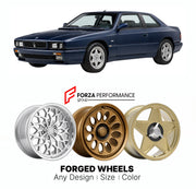 CUSTOM CLASSIC VINTAGE RESTOMOD RETRO OLD SCHOOL FORGED WHEELS RIMS for MASERATI SHAMAL 1990 - 1996

Custom forged wheels for Maserati Shamal 1990 - 1996. Classic, vintage, restomod wheel designs made to order in custom sizes, offsets, colors and finishes.

We manufacture premium quality forged wheels rims for Maserati Shamal 1990 - 1996 in any design, size, color.

THIS WHEEL DESIGN CAN BE CUSTOM-MADE FOR YOUR CAR IN ANY SIZE AND COLOR OPTIONS
Available in monoblock, 2-piece, 3-piece, duoblock, beadlock
3D