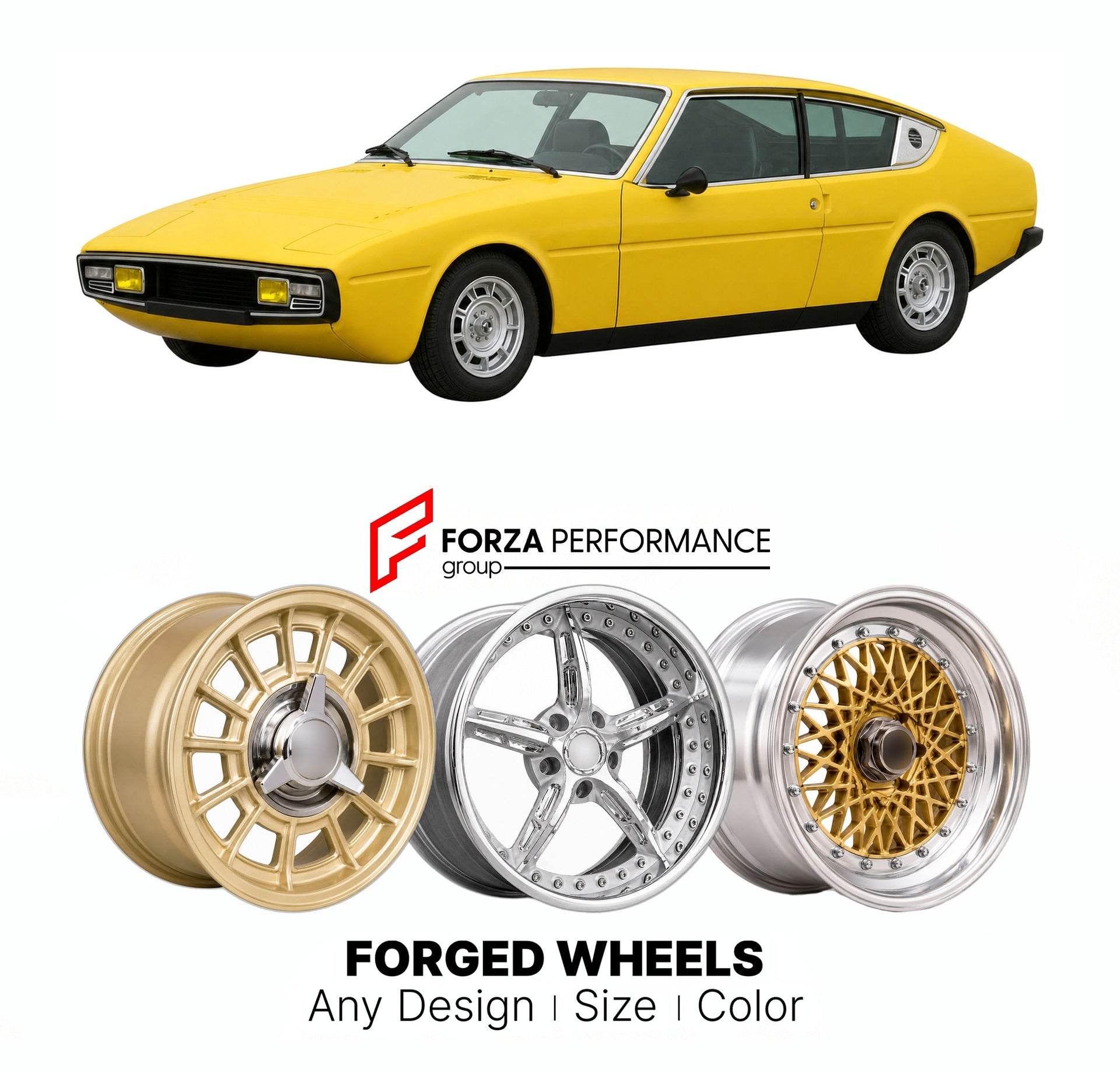 CUSTOM CLASSIC VINTAGE RESTOMOD RETRO OLD SCHOOL FORGED WHEELS RIMS for MATRA BAGHEERA 1973 - 1980

Custom forged wheels for Matra Bagheera 1973 - 1980. Classic, vintage, restomod wheel designs made to order in custom sizes, offsets, colors and finishes.

We manufacture premium quality forged wheels rims for Matra Bagheera 1973 - 1980 in any design, size, color.

THIS WHEEL DESIGN CAN BE CUSTOM-MADE FOR YOUR CAR IN ANY SIZE AND COLOR OPTIONS
Available in monoblock, 2-piece, 3-piece, duoblock, beadlock
3D wh