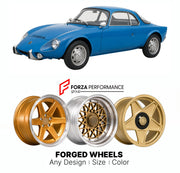 CUSTOM CLASSIC VINTAGE RESTOMOD RETRO OLD SCHOOL FORGED WHEELS RIMS for MATRA DJET 1962 - 1967

Custom forged wheels for Matra Djet 1962 - 1967. Classic, vintage, restomod wheel designs made to order in custom sizes, offsets, colors and finishes.

We manufacture premium quality forged wheels rims for Matra Djet 1962 - 1967 in any design, size, color.

THIS WHEEL DESIGN CAN BE CUSTOM-MADE FOR YOUR CAR IN ANY SIZE AND COLOR OPTIONS
Available in monoblock, 2-piece, 3-piece, duoblock, beadlock
3D wheel renderin