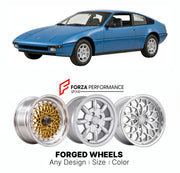 CUSTOM CLASSIC VINTAGE RESTOMOD RETRO OLD SCHOOL FORGED WHEELS RIMS for MATRA MURENA 1980 - 1983

Custom forged wheels for Matra Murena 1980 - 1983. Classic, vintage, restomod wheel designs made to order in custom sizes, offsets, colors and finishes.

We manufacture premium quality forged wheels rims for Matra Murena 1980 - 1983 in any design, size, color.

THIS WHEEL DESIGN CAN BE CUSTOM-MADE FOR YOUR CAR IN ANY SIZE AND COLOR OPTIONS
Available in monoblock, 2-piece, 3-piece, duoblock, beadlock
3D wheel re
