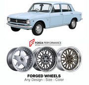 CUSTOM CLASSIC VINTAGE RESTOMOD RETRO OLD SCHOOL FORGED WHEELS RIMS for MAZDA FAMILIA 323 1963 - 1968

Custom forged wheels for Mazda Familia 323 1963 - 1968. Classic, vintage, restomod and retro JDM wheel designs made to order in custom sizes, offsets, colors and finishes with guaranteed fitment.

We manufacture premium quality forged wheels rims for Mazda Familia 323 1963 - 1968 in any design, size, color.

JDM WHEEL DESIGNS: our Japanese collection for sedans and wagons includes designs inspired by Weds 