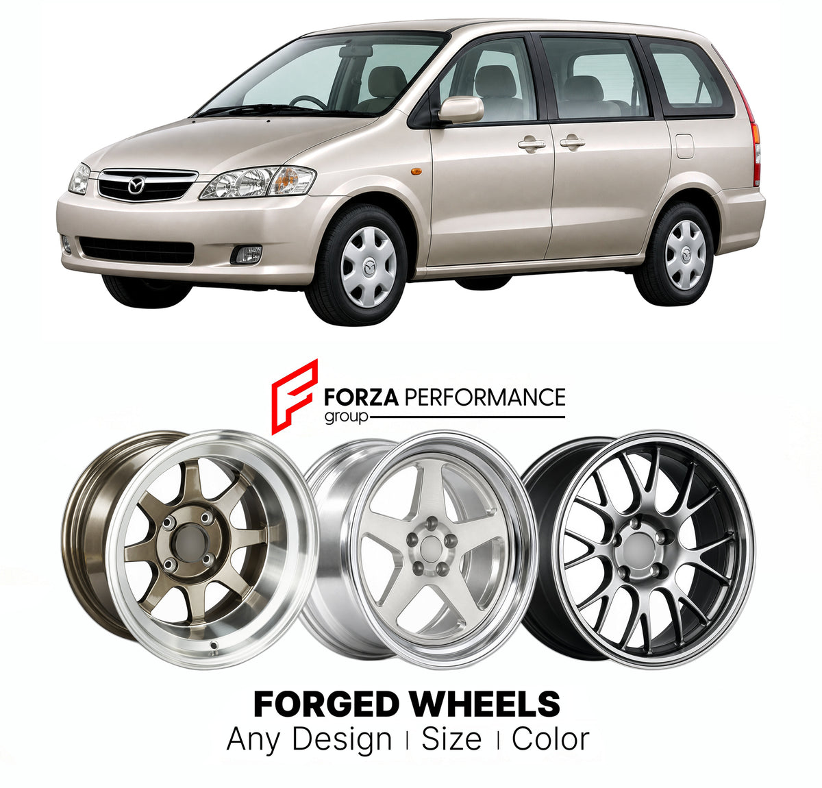CUSTOM CLASSIC VINTAGE RESTOMOD RETRO OLD SCHOOL FORGED WHEELS RIMS for MAZDA MPV LW 1999 - 2006

Custom forged wheels for Mazda MPV LW 1999 - 2006. Classic, vintage, restomod and retro JDM wheel designs made to order in custom sizes, offsets, colors and finishes with guaranteed fitment.

We manufacture premium quality forged wheels rims for Mazda MPV LW 1999 - 2006 in any design, size, color.

JDM WHEEL DESIGNS: our Japanese collection for hatchbacks, kei cars and MPVs includes designs inspired by RS Watan