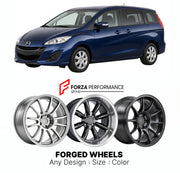 FORGED WHEELS RIMS for MAZDA PREMACY 5 CW 2010 - 2018

Custom forged wheels for Mazda Premacy 5 CW 2010 - 2018. Made-to-order monoblock, 2-piece and 3-piece rims in custom sizes, offsets, colors and finishes with guaranteed fitment.

We manufacture premium quality forged wheels rims for Mazda Premacy 5 CW 2010 - 2018 in any design, size, color.

JDM WHEEL DESIGNS: our Japanese collection for hatchbacks, kei cars and MPVs includes designs inspired by Rays Volk Racing, Enkei, XXR, Rota, Work Wheels, Cosmis Ra
