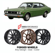 CUSTOM CLASSIC VINTAGE RESTOMOD RETRO OLD SCHOOL FORGED WHEELS RIMS for MAZDA RX-3 SAVANNA S102 S124 1971 - 1978

Custom forged wheels for Mazda RX-3 Savanna S102 S124 1971 - 1978. Classic, vintage, restomod and retro JDM wheel designs made to order in custom sizes, offsets, colors and finishes with guaranteed fitment.

We manufacture premium quality forged wheels rims for Mazda RX-3 Savanna S102 S124 1971 - 1978 in any design, size, color.

JDM WHEEL DESIGNS: our Japanese collection for sports cars and cou