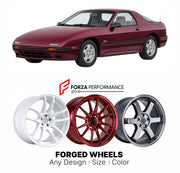 CUSTOM CLASSIC VINTAGE RESTOMOD RETRO OLD SCHOOL FORGED WHEELS RIMS for MAZDA RX-7 FC3S FC3C 1985 - 1988

Custom forged wheels for Mazda RX-7 FC3S FC3C 1985 - 1988. Classic, vintage, restomod and retro JDM wheel designs made to order in custom sizes, offsets, colors and finishes with guaranteed fitment.

We manufacture premium quality forged wheels rims for Mazda RX-7 FC3S FC3C 1985 - 1988 in any design, size, color.

JDM WHEEL DESIGNS: our Japanese collection for sports cars and coupes includes designs ins