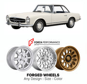 CUSTOM CLASSIC VINTAGE RESTOMOD RETRO OLD SCHOOL FORGED WHEELS RIMS for MERCEDES-BENZ 230 SL W113 PAGODA 1963 - 1967

Custom forged wheels for Mercedes-Benz 230 SL W113 Pagoda 1963 - 1967. Classic, vintage, restomod wheel designs made to order in custom sizes, offsets, colors and finishes.

We manufacture premium quality forged wheels rims for Mercedes-Benz 230 SL W113 Pagoda 1963 - 1967 in any design, size, color.

THIS WHEEL DESIGN CAN BE CUSTOM-MADE FOR YOUR CAR IN ANY SIZE AND COLOR OPTIONS
Available in