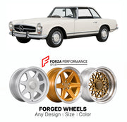 CUSTOM CLASSIC VINTAGE RESTOMOD RETRO OLD SCHOOL FORGED WHEELS RIMS for MERCEDES-BENZ 280 SL W113 PAGODA 1967 - 1971

Custom forged wheels for Mercedes-Benz 280 SL W113 Pagoda 1967 - 1971. Classic, vintage, restomod wheel designs made to order in custom sizes, offsets, colors and finishes.

We manufacture premium quality forged wheels rims for Mercedes-Benz 280 SL W113 Pagoda 1967 - 1971 in any design, size, color.

THIS WHEEL DESIGN CAN BE CUSTOM-MADE FOR YOUR CAR IN ANY SIZE AND COLOR OPTIONS
Available in