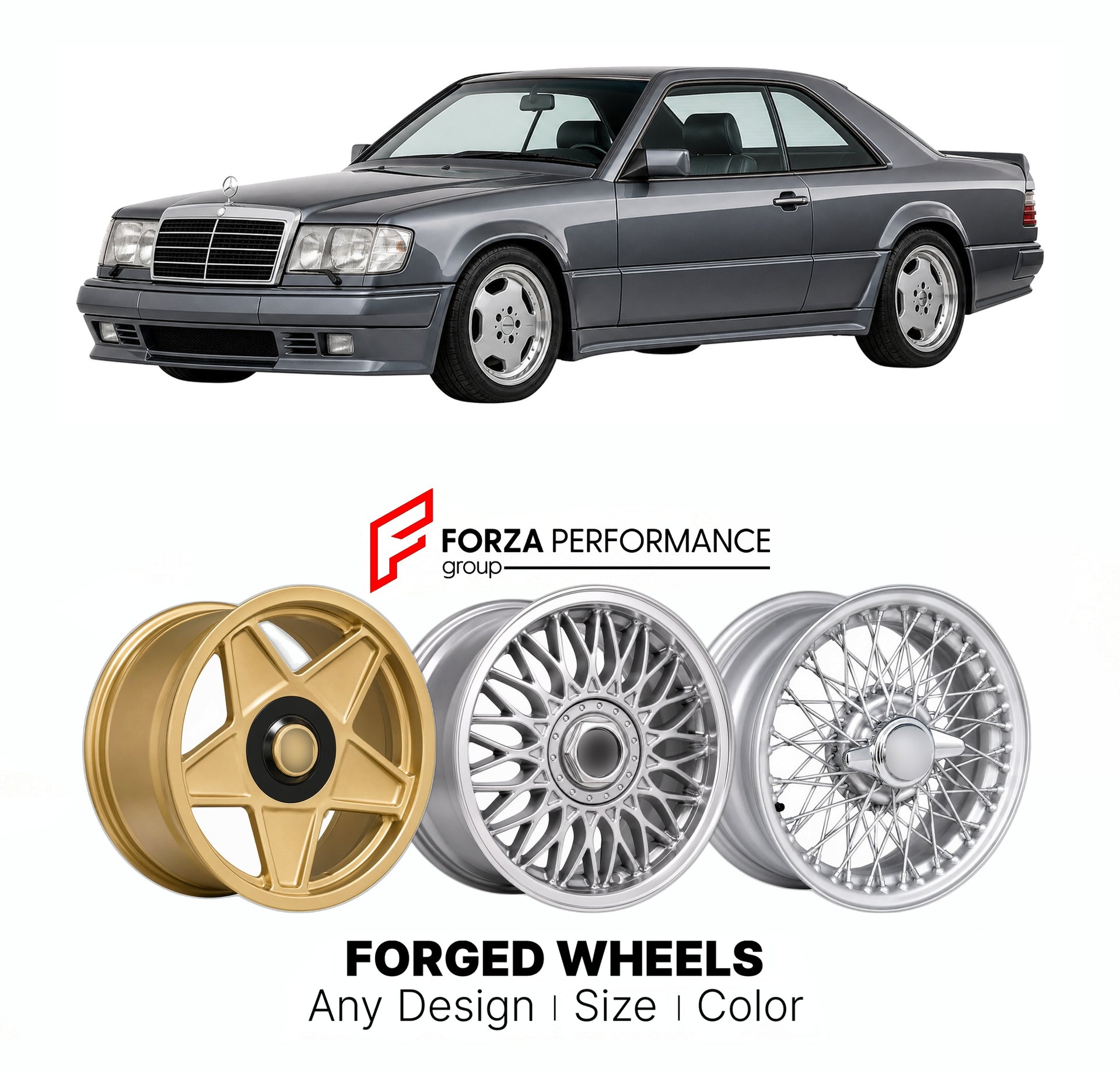 CUSTOM CLASSIC VINTAGE RESTOMOD RETRO OLD SCHOOL FORGED WHEELS RIMS for MERCEDES-BENZ 300 CE 6.0 AMG W124 COUPE 1988 - 1989

Custom forged wheels for Mercedes-Benz 300 CE 6.0 AMG W124 Coupe 1988 - 1989. Classic, vintage, restomod wheel designs made to order in custom sizes, offsets, colors and finishes.

We manufacture premium quality forged wheels rims for Mercedes-Benz 300 CE 6.0 AMG W124 Coupe 1988 - 1989 in any design, size, color.

THIS WHEEL DESIGN CAN BE CUSTOM-MADE FOR YOUR CAR IN ANY SIZE AND COLOR