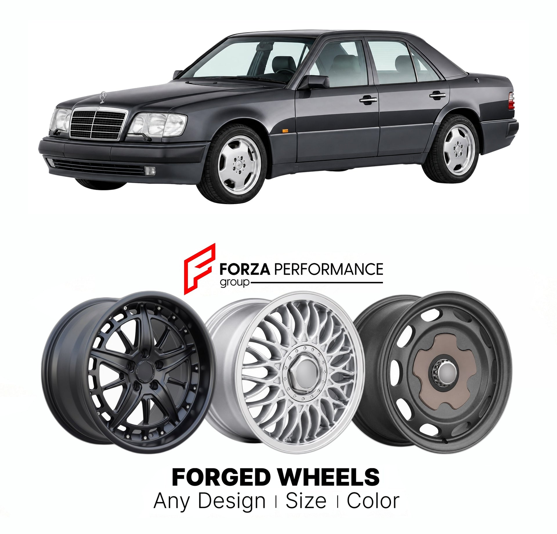 CUSTOM CLASSIC VINTAGE RESTOMOD RETRO OLD SCHOOL FORGED WHEELS RIMS for MERCEDES-BENZ 500 E/E 500 W124 1990 - 1995

Custom forged wheels for Mercedes-Benz 500 E/E 500 W124 1990 - 1995. Classic, vintage, restomod wheel designs made to order in custom sizes, offsets, colors and finishes.

We manufacture premium quality forged wheels rims for Mercedes-Benz 500 E/E 500 W124 1990 - 1995 in any design, size, color.

THIS WHEEL DESIGN CAN BE CUSTOM-MADE FOR YOUR CAR IN ANY SIZE AND COLOR OPTIONS
Available in monob