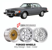 CUSTOM CLASSIC VINTAGE RESTOMOD RETRO OLD SCHOOL FORGED WHEELS RIMS for MERCEDES-BENZ 560 SL R107 1985 - 1989

Custom forged wheels for Mercedes-Benz 560 SL R107 1985 - 1989. Classic, vintage, restomod wheel designs made to order in custom sizes, offsets, colors and finishes.

We manufacture premium quality forged wheels rims for Mercedes-Benz 560 SL R107 1985 - 1989 in any design, size, color.

THIS WHEEL DESIGN CAN BE CUSTOM-MADE FOR YOUR CAR IN ANY SIZE AND COLOR OPTIONS
Available in monoblock, 2-piece, 