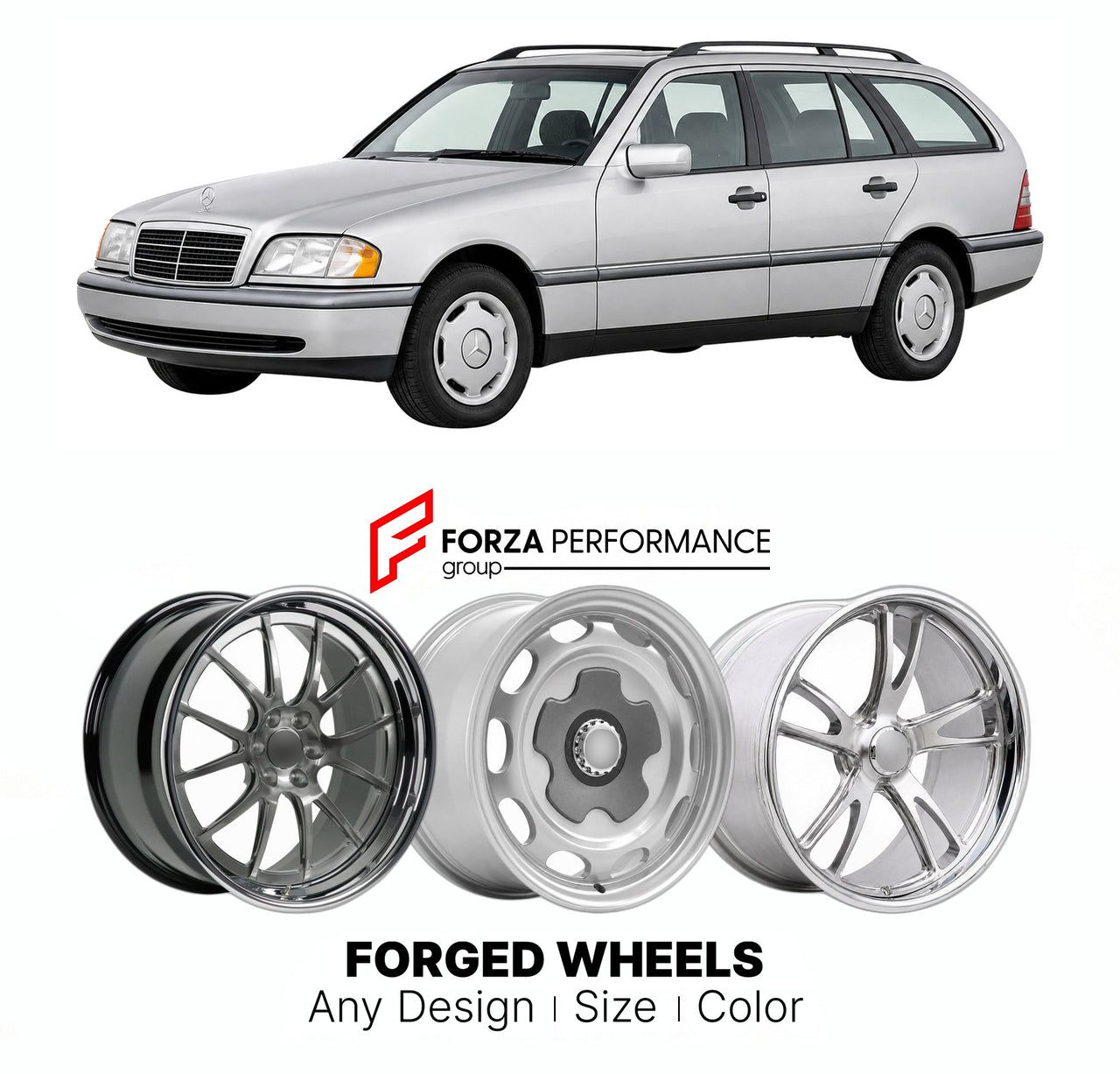 CUSTOM CLASSIC VINTAGE RESTOMOD RETRO OLD SCHOOL FORGED WHEELS RIMS for MERCEDES-BENZ C-CLASS COMPACT S202 ESTATE 1996 - 2001

Custom forged wheels for Mercedes-Benz C-Class Compact S202 Estate 1996 - 2001. Classic, vintage, restomod wheel designs made to order in custom sizes, offsets, colors and finishes.

We manufacture premium quality forged wheels rims for Mercedes-Benz C-Class Compact S202 Estate 1996 - 2001 in any design, size, color.

THIS WHEEL DESIGN CAN BE CUSTOM-MADE FOR YOUR CAR IN ANY SIZE AND