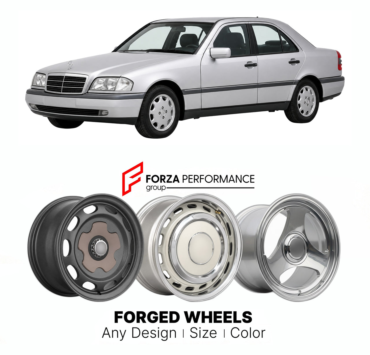 CUSTOM CLASSIC VINTAGE RESTOMOD RETRO OLD SCHOOL FORGED WHEELS RIMS for MERCEDES-BENZ C-CLASS COMPACT W202 1993 - 2000

Custom forged wheels for Mercedes-Benz C-Class Compact W202 1993 - 2000. Classic, vintage, restomod wheel designs made to order in custom sizes, offsets, colors and finishes.

We manufacture premium quality forged wheels rims for Mercedes-Benz C-Class Compact W202 1993 - 2000 in any design, size, color.

THIS WHEEL DESIGN CAN BE CUSTOM-MADE FOR YOUR CAR IN ANY SIZE AND COLOR OPTIONS
Availa