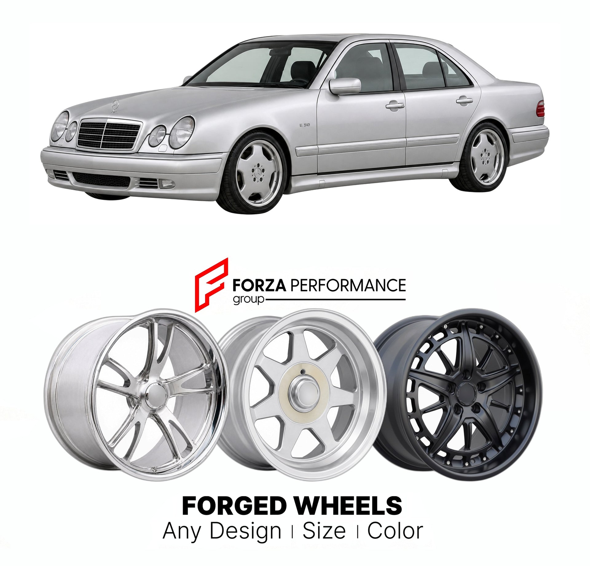 CUSTOM CLASSIC VINTAGE RESTOMOD RETRO OLD SCHOOL FORGED WHEELS RIMS for MERCEDES-BENZ E-CLASS E 50 E 55 AMG W210 1996 - 2002

Custom forged wheels for Mercedes-Benz E-Class E 50 E 55 AMG W210 1996 - 2002. Classic, vintage, restomod wheel designs made to order in custom sizes, offsets, colors and finishes.

We manufacture premium quality forged wheels rims for Mercedes-Benz E-Class E 50 E 55 AMG W210 1996 - 2002 in any design, size, color.

THIS WHEEL DESIGN CAN BE CUSTOM-MADE FOR YOUR CAR IN ANY SIZE AND CO