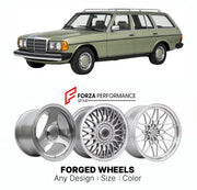 CUSTOM CLASSIC VINTAGE RESTOMOD RETRO OLD SCHOOL FORGED WHEELS RIMS for MERCEDES-BENZ E-CLASS S123 ESTATE 1977 - 1986

Custom forged wheels for Mercedes-Benz E-Class S123 Estate 1977 - 1986. Classic, vintage, restomod wheel designs made to order in custom sizes, offsets, colors and finishes.

We manufacture premium quality forged wheels rims for Mercedes-Benz E-Class S123 Estate 1977 - 1986 in any design, size, color.

THIS WHEEL DESIGN CAN BE CUSTOM-MADE FOR YOUR CAR IN ANY SIZE AND COLOR OPTIONS
Available