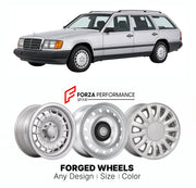 CUSTOM CLASSIC VINTAGE RESTOMOD RETRO OLD SCHOOL FORGED WHEELS RIMS for MERCEDES-BENZ E-CLASS S124 ESTATE 1985 - 1996

Custom forged wheels for Mercedes-Benz E-Class S124 Estate 1985 - 1996. Classic, vintage, restomod wheel designs made to order in custom sizes, offsets, colors and finishes.

We manufacture premium quality forged wheels rims for Mercedes-Benz E-Class S124 Estate 1985 - 1996 in any design, size, color.

THIS WHEEL DESIGN CAN BE CUSTOM-MADE FOR YOUR CAR IN ANY SIZE AND COLOR OPTIONS
Available