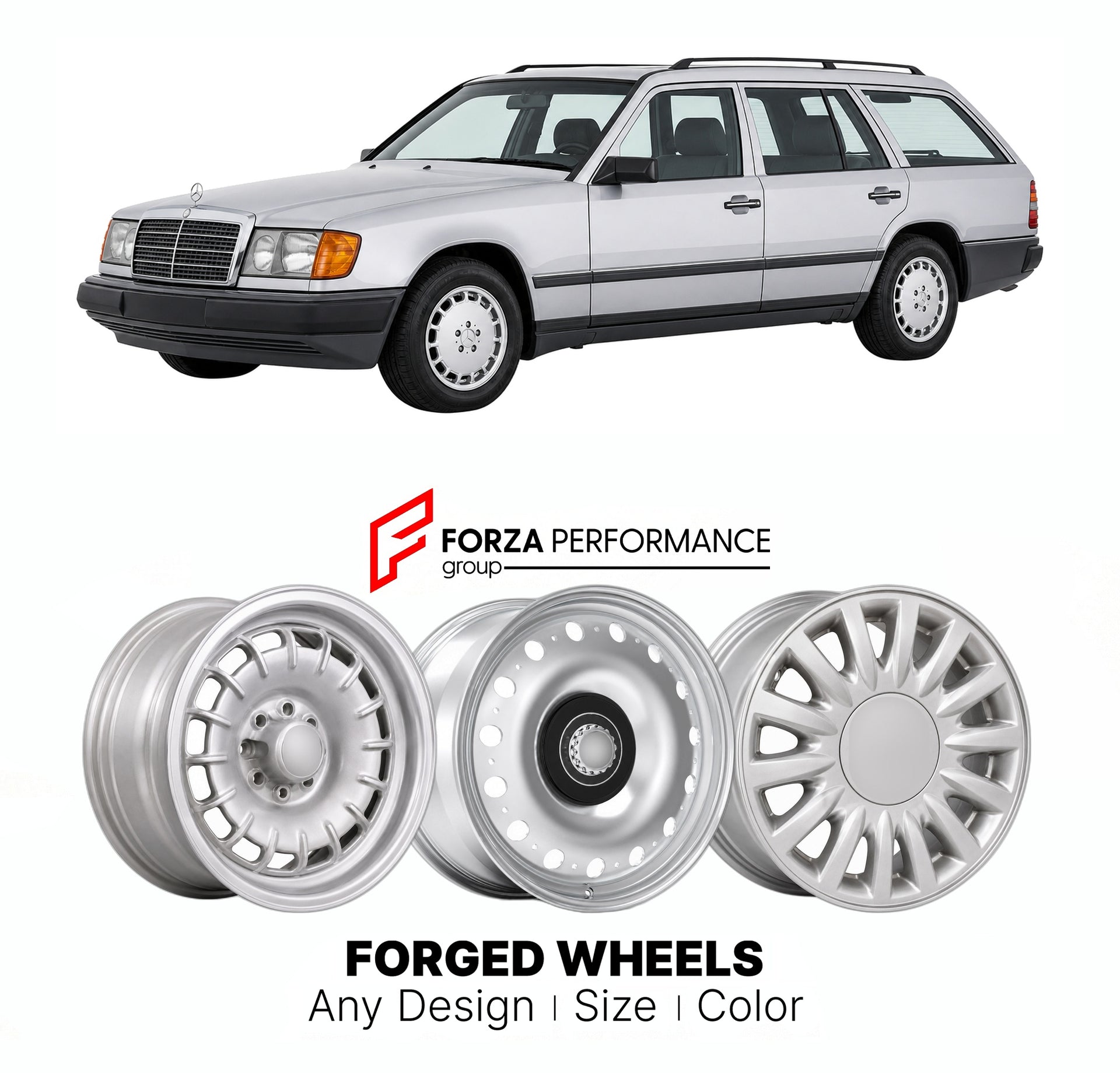CUSTOM CLASSIC VINTAGE RESTOMOD RETRO OLD SCHOOL FORGED WHEELS RIMS for MERCEDES-BENZ E-CLASS S124 ESTATE 1985 - 1996

Custom forged wheels for Mercedes-Benz E-Class S124 Estate 1985 - 1996. Classic, vintage, restomod wheel designs made to order in custom sizes, offsets, colors and finishes.

We manufacture premium quality forged wheels rims for Mercedes-Benz E-Class S124 Estate 1985 - 1996 in any design, size, color.

THIS WHEEL DESIGN CAN BE CUSTOM-MADE FOR YOUR CAR IN ANY SIZE AND COLOR OPTIONS
Available