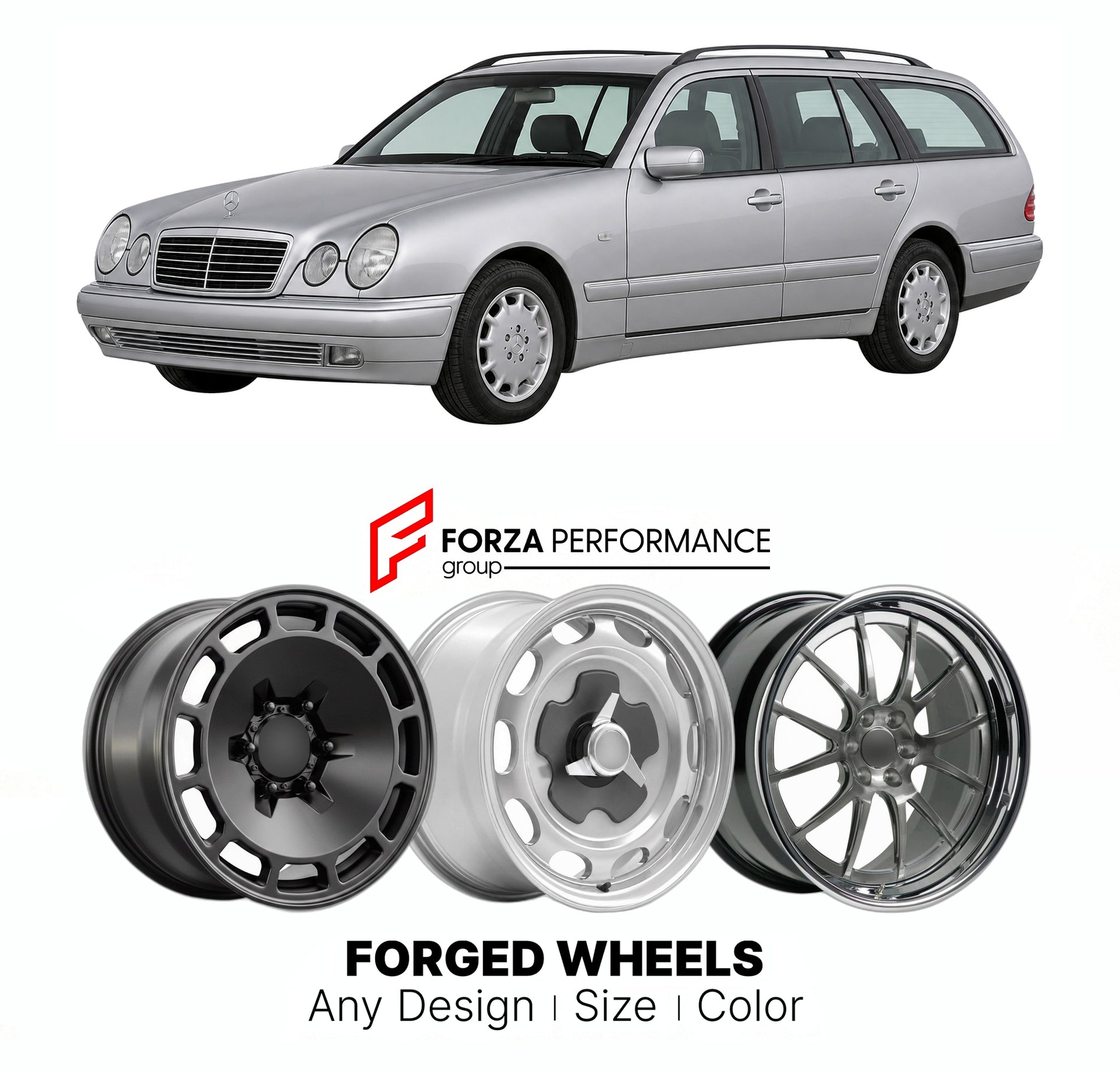 CUSTOM CLASSIC VINTAGE RESTOMOD RETRO OLD SCHOOL FORGED WHEELS RIMS for MERCEDES-BENZ E-CLASS S210 ESTATE 1996 - 2003

Custom forged wheels for Mercedes-Benz E-Class S210 Estate 1996 - 2003. Classic, vintage, restomod wheel designs made to order in custom sizes, offsets, colors and finishes.

We manufacture premium quality forged wheels rims for Mercedes-Benz E-Class S210 Estate 1996 - 2003 in any design, size, color.

THIS WHEEL DESIGN CAN BE CUSTOM-MADE FOR YOUR CAR IN ANY SIZE AND COLOR OPTIONS
Available