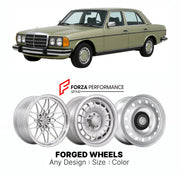 CUSTOM CLASSIC VINTAGE RESTOMOD RETRO OLD SCHOOL FORGED WHEELS RIMS for MERCEDES-BENZ E-CLASS W123 1976 - 1986

Custom forged wheels for Mercedes-Benz E-Class W123 1976 - 1986. Classic, vintage, restomod wheel designs made to order in custom sizes, offsets, colors and finishes.

We manufacture premium quality forged wheels rims for Mercedes-Benz E-Class W123 1976 - 1986 in any design, size, color.

THIS WHEEL DESIGN CAN BE CUSTOM-MADE FOR YOUR CAR IN ANY SIZE AND COLOR OPTIONS
Available in monoblock, 2-piec