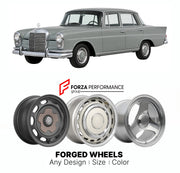 CUSTOM CLASSIC VINTAGE RESTOMOD RETRO OLD SCHOOL FORGED WHEELS RIMS for MERCEDES-BENZ FINTAIL W110 1961 - 1968

Custom forged wheels for Mercedes-Benz Fintail W110 1961 - 1968. Classic, vintage, restomod wheel designs made to order in custom sizes, offsets, colors and finishes.

We manufacture premium quality forged wheels rims for Mercedes-Benz Fintail W110 1961 - 1968 in any design, size, color.

THIS WHEEL DESIGN CAN BE CUSTOM-MADE FOR YOUR CAR IN ANY SIZE AND COLOR OPTIONS
Available in monoblock, 2-piec