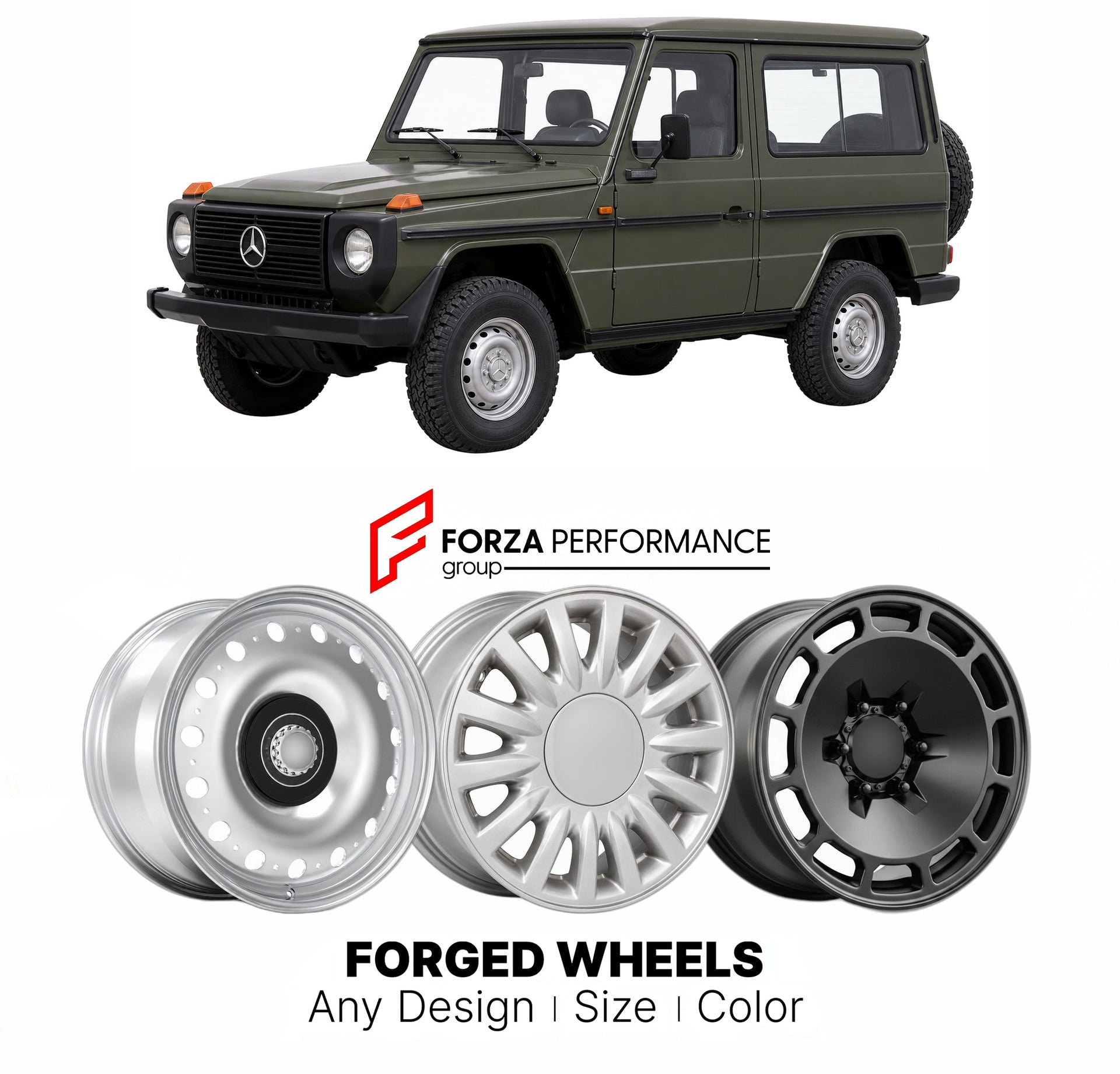 CUSTOM CLASSIC VINTAGE RESTOMOD RETRO OLD SCHOOL FORGED WHEELS RIMS for MERCEDES-BENZ G-CLASS W460 W461 W463 1979 - 2000

Custom forged wheels for Mercedes-Benz G-Class W460 W461 W463 1979 - 2000. Classic, vintage, restomod wheel designs made to order in custom sizes, offsets, colors and finishes.

We manufacture premium quality forged wheels rims for Mercedes-Benz G-Class W460 W461 W463 1979 - 2000 in any design, size, color.

THIS WHEEL DESIGN CAN BE CUSTOM-MADE FOR YOUR CAR IN ANY SIZE AND COLOR OPTIONS
