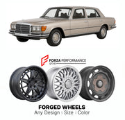 CUSTOM CLASSIC VINTAGE RESTOMOD RETRO OLD SCHOOL FORGED WHEELS RIMS for MERCEDES-BENZ S-CLASS W116 1972 - 1980

Custom forged wheels for Mercedes-Benz S-Class W116 1972 - 1980. Classic, vintage, restomod wheel designs made to order in custom sizes, offsets, colors and finishes.

We manufacture premium quality forged wheels rims for Mercedes-Benz S-Class W116 1972 - 1980 in any design, size, color.

THIS WHEEL DESIGN CAN BE CUSTOM-MADE FOR YOUR CAR IN ANY SIZE AND COLOR OPTIONS
Available in monoblock, 2-piec