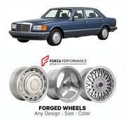 CUSTOM CLASSIC VINTAGE RESTOMOD RETRO OLD SCHOOL FORGED WHEELS RIMS for MERCEDES-BENZ S-CLASS W126 1979 - 1991

Custom forged wheels for Mercedes-Benz S-Class W126 1979 - 1991. Classic, vintage, restomod wheel designs made to order in custom sizes, offsets, colors and finishes.

We manufacture premium quality forged wheels rims for Mercedes-Benz S-Class W126 1979 - 1991 in any design, size, color.

THIS WHEEL DESIGN CAN BE CUSTOM-MADE FOR YOUR CAR IN ANY SIZE AND COLOR OPTIONS
Available in monoblock, 2-piec