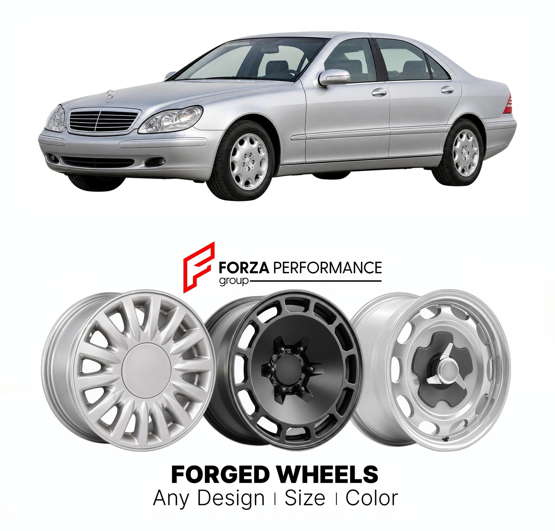 CUSTOM CLASSIC VINTAGE RESTOMOD RETRO OLD SCHOOL FORGED WHEELS RIMS for MERCEDES-BENZ S-CLASS W220 1998 - 2005

Custom forged wheels for Mercedes-Benz S-Class W220 1998 - 2005. Classic, vintage, restomod wheel designs made to order in custom sizes, offsets, colors and finishes.

We manufacture premium quality forged wheels rims for Mercedes-Benz S-Class W220 1998 - 2005 in any design, size, color.

THIS WHEEL DESIGN CAN BE CUSTOM-MADE FOR YOUR CAR IN ANY SIZE AND COLOR OPTIONS
Available in monoblock, 2-piec