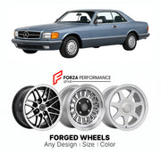 CUSTOM CLASSIC VINTAGE RESTOMOD RETRO OLD SCHOOL FORGED WHEELS RIMS for MERCEDES-BENZ SEC C126 1981 - 1991

Custom forged wheels for Mercedes-Benz SEC C126 1981 - 1991. Classic, vintage, restomod wheel designs made to order in custom sizes, offsets, colors and finishes.

We manufacture premium quality forged wheels rims for Mercedes-Benz SEC C126 1981 - 1991 in any design, size, color.

THIS WHEEL DESIGN CAN BE CUSTOM-MADE FOR YOUR CAR IN ANY SIZE AND COLOR OPTIONS
Available in monoblock, 2-piece, 3-piece, 