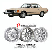 CUSTOM CLASSIC VINTAGE RESTOMOD RETRO OLD SCHOOL FORGED WHEELS RIMS for MERCEDES-BENZ SL-CLASS 380SL R107 1980 - 1985

Custom forged wheels for Mercedes-Benz SL-Class 380SL R107 1980 - 1985. Classic, vintage, restomod wheel designs made to order in custom sizes, offsets, colors and finishes.

We manufacture premium quality forged wheels rims for Mercedes-Benz SL-Class 380SL R107 1980 - 1985 in any design, size, color.

THIS WHEEL DESIGN CAN BE CUSTOM-MADE FOR YOUR CAR IN ANY SIZE AND COLOR OPTIONS
Available